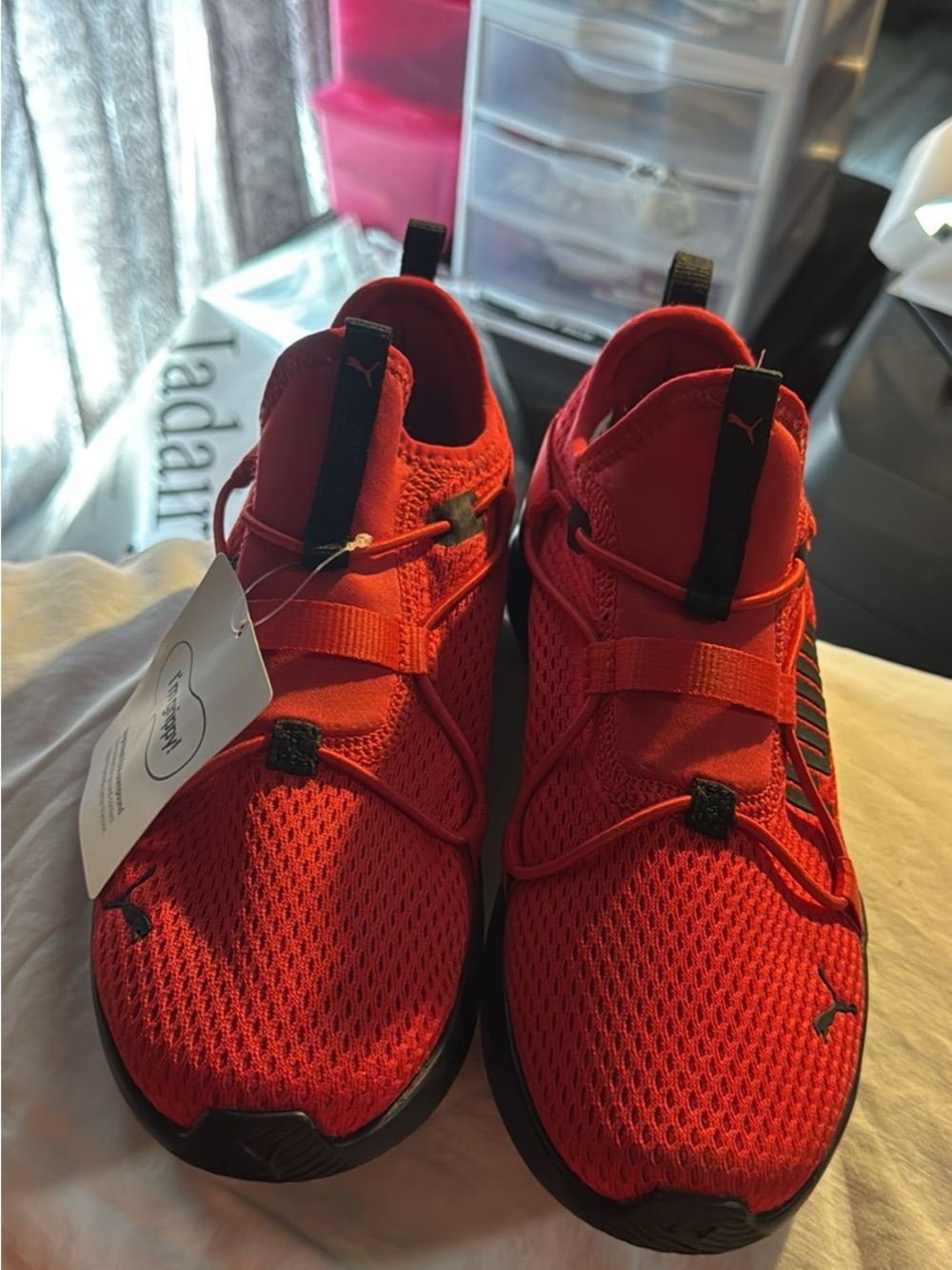 Puma kids 3.5c Red and Black Athletic Sneakers